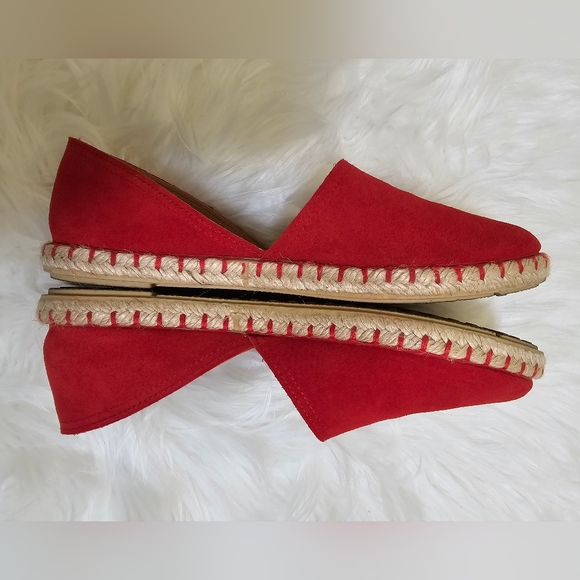 FUN VERBENAS Made In Spain, Suede Carmen Flat Espadrilles, Red - Picture 10 of 14